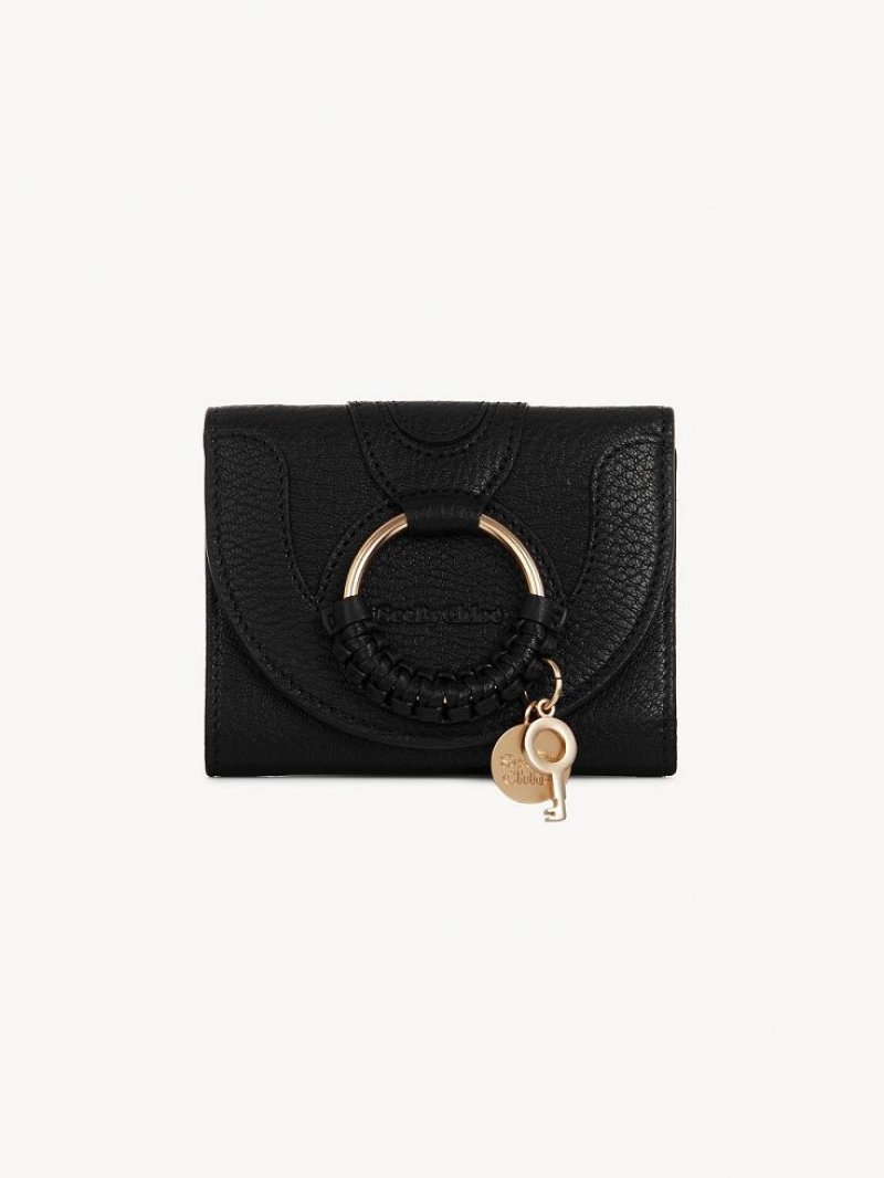 Black Chloe Hana Trifold Compact Wallets | CHE-SR14900