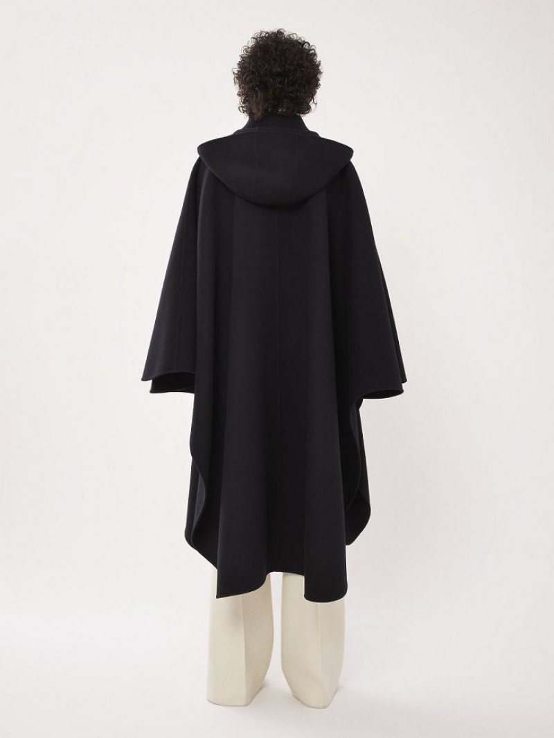 Black Chloe Hooded Cape Coats | CHE-SR13820