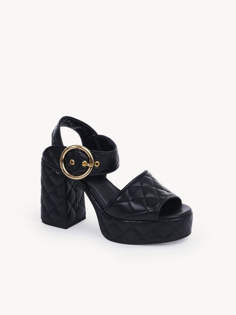 Black Chloe Jodie Platform Sandals | CHE-SR14813