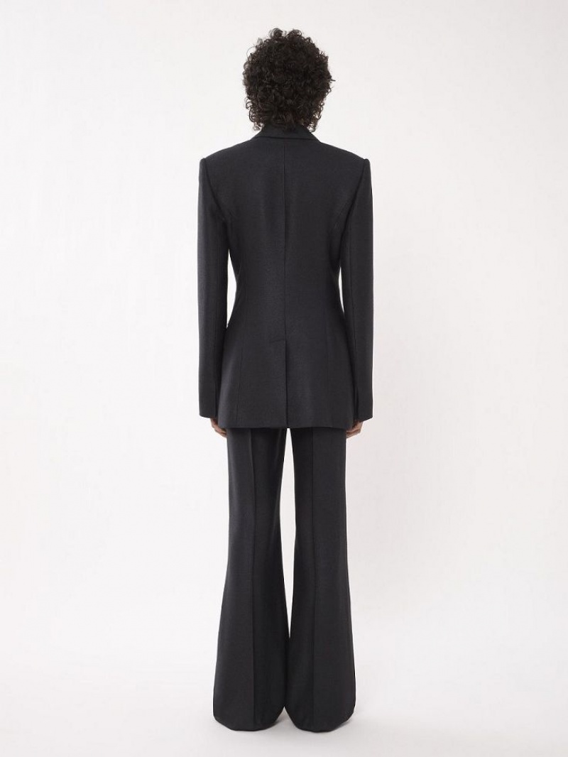 Black Chloe Long Double-breasted Suiting | CHE-SR14030