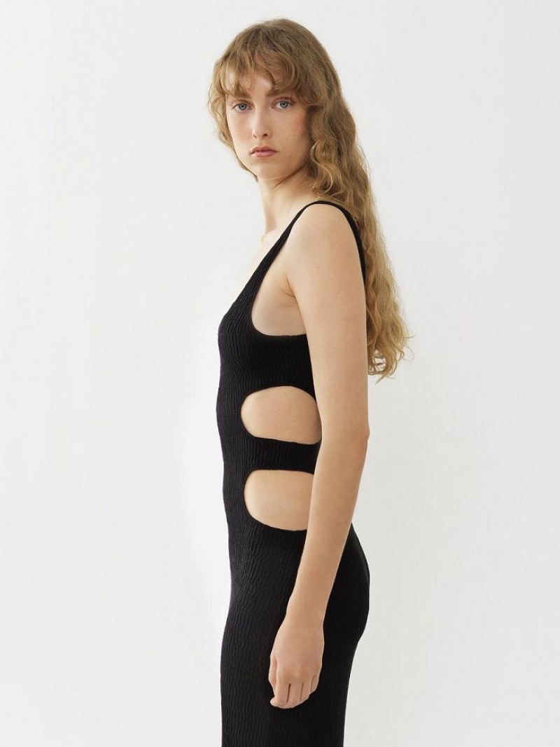 Black Chloe Long Tank Knitwear | CHE-SR13936