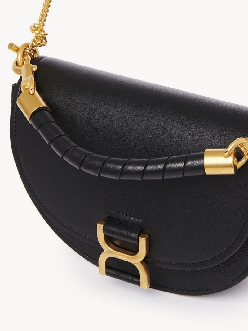 Black Chloe Marcie Chain Flap Crossbody Bags | CHE-SR13591