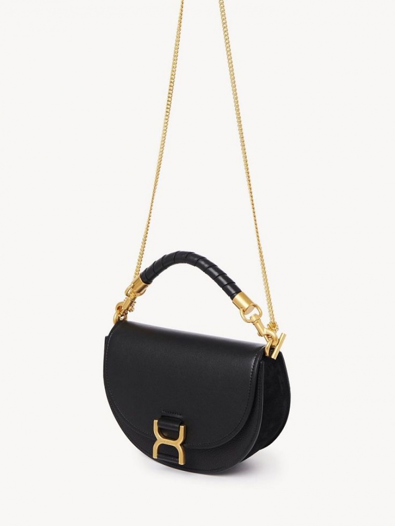 Black Chloe Marcie Chain Flap Crossbody Bags | CHE-SR13591