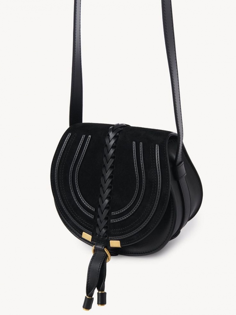 Black Chloe Marcie Small Saddle Shoulder Bags | CHE-SR13413