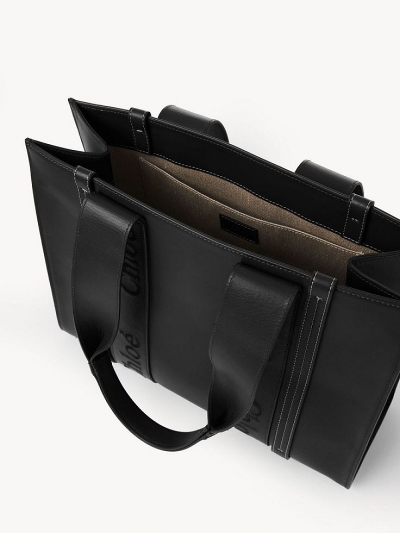 Black Chloe Medium Woody Tote Bags | CHE-SR13352