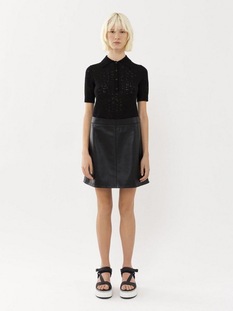 Black Chloe Mini Skirt Leather | CHE-SR14112