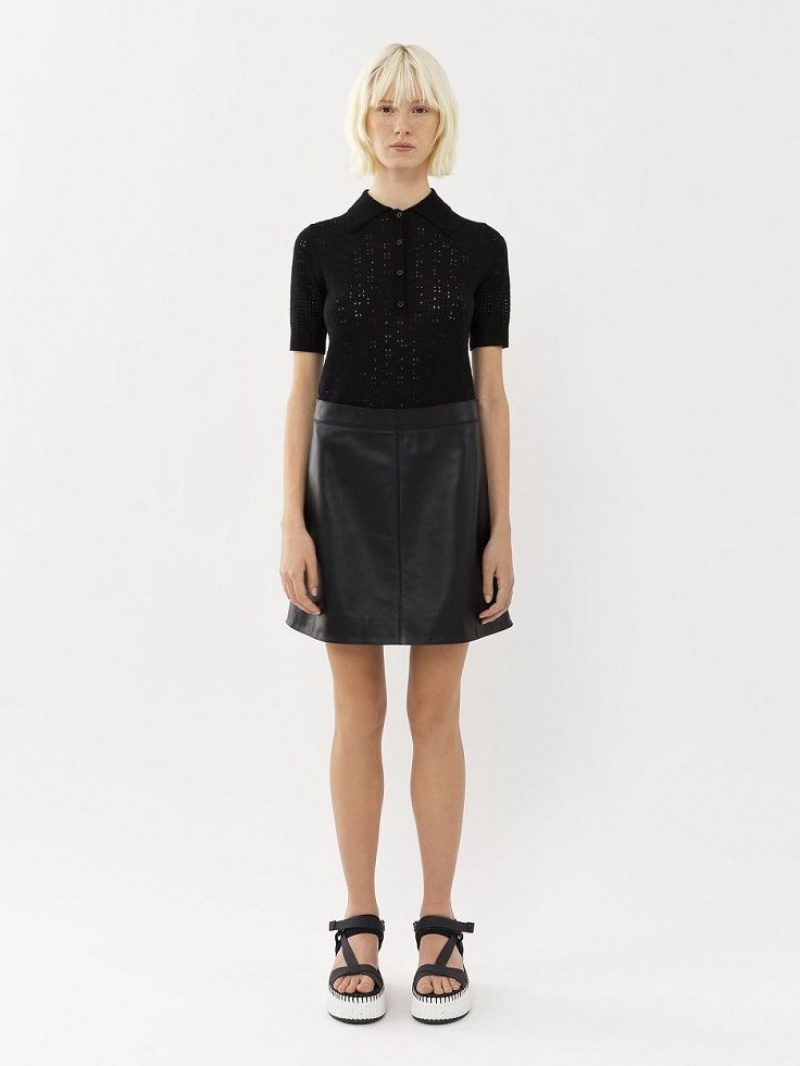 Black Chloe Mini Skirt Leather | CHE-SR14112