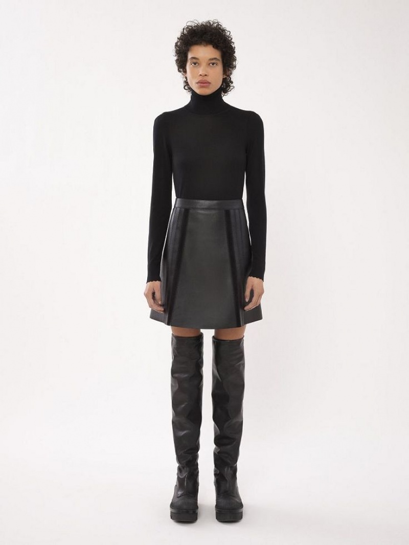 Black Chloe Mini Skirt Leather | CHE-SR14120