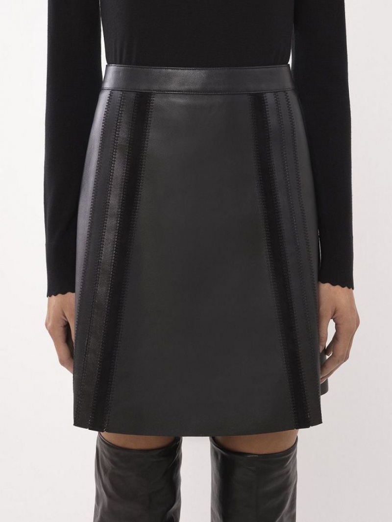 Black Chloe Mini Skirt Leather | CHE-SR14120