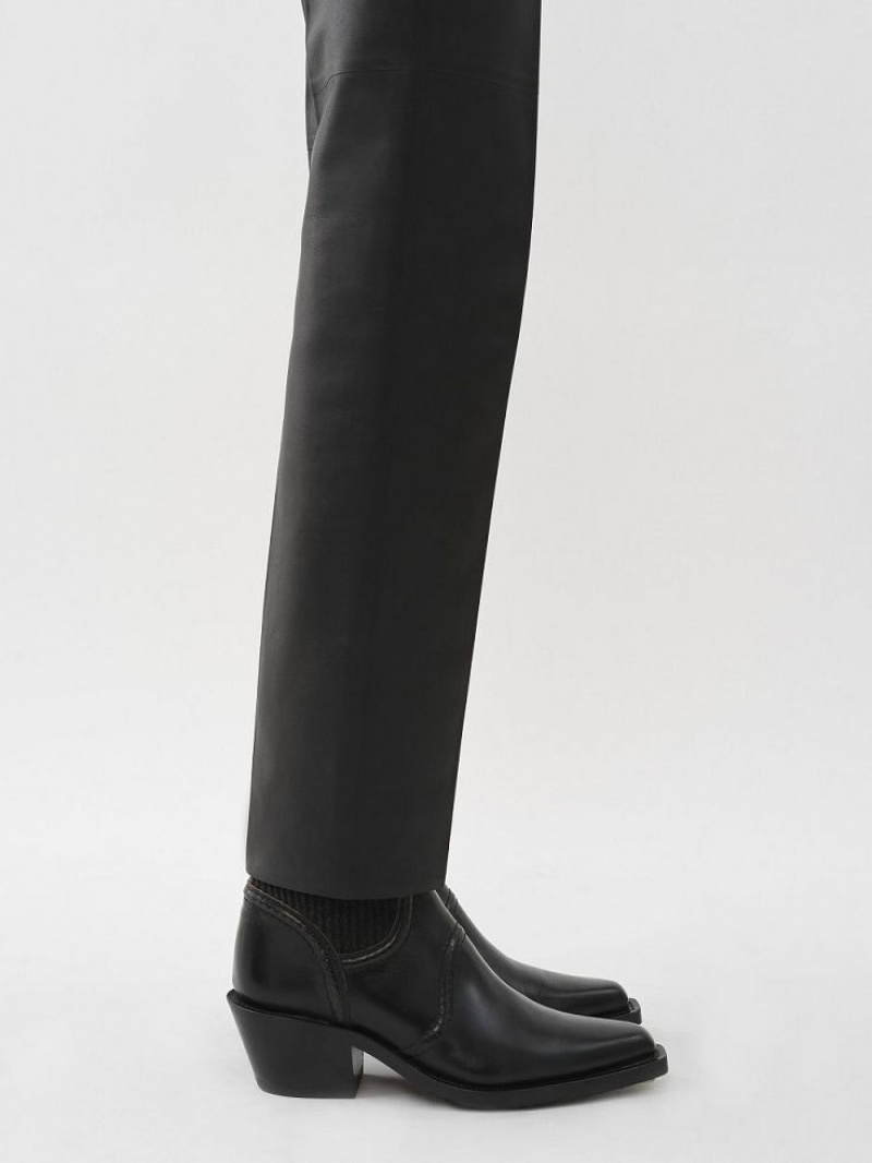 Black Chloe Nellie Texan Ankle Boots | CHE-SR14206