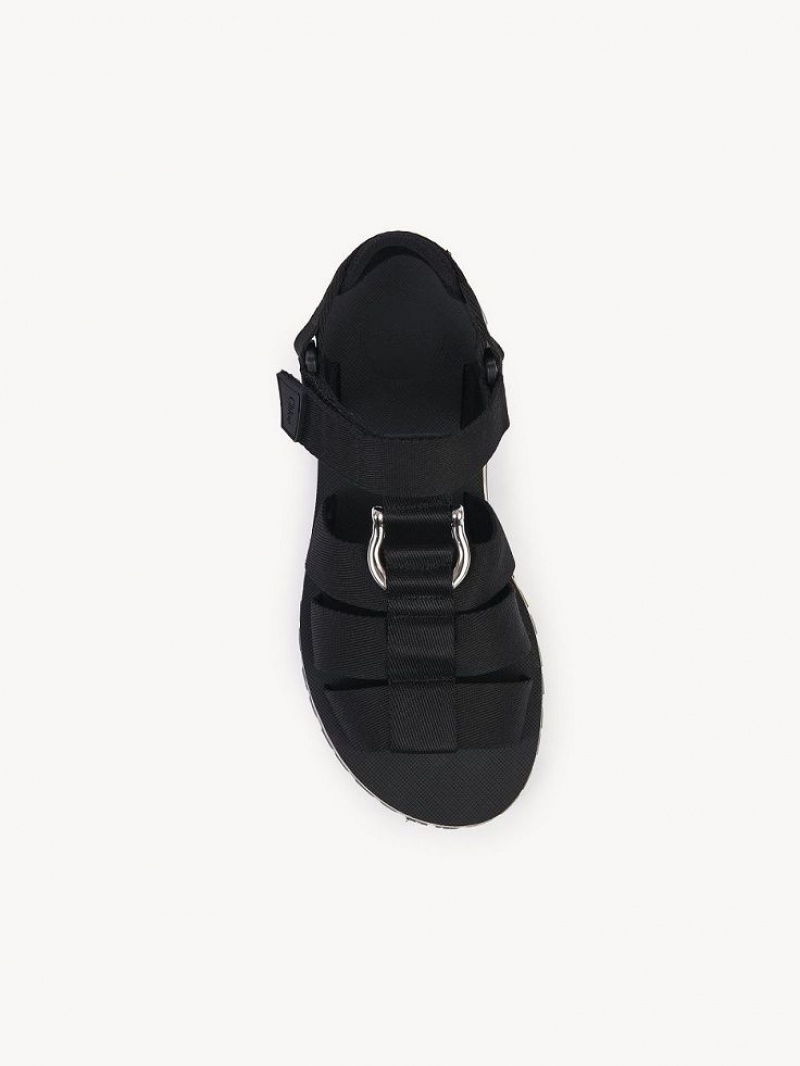 Black Chloe Nikie Active Flat Sandals | CHE-SR14169