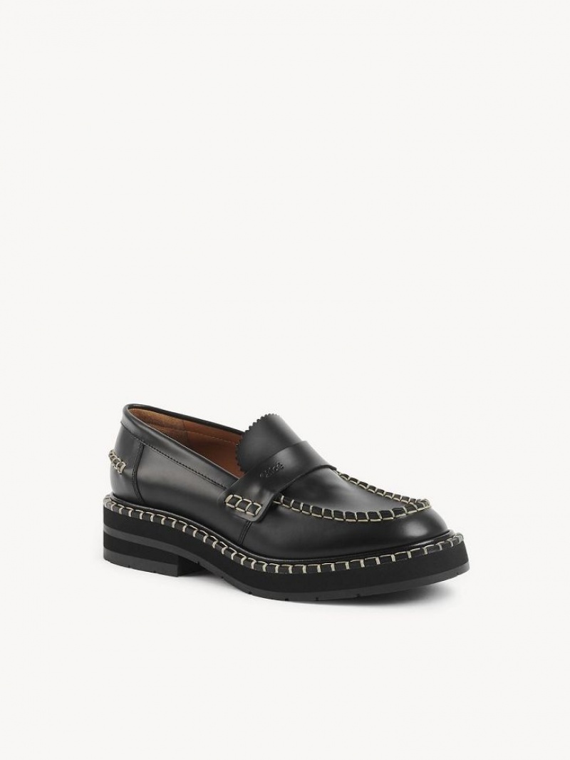 Black Chloe Noua Flat Loafer | CHE-SR14248