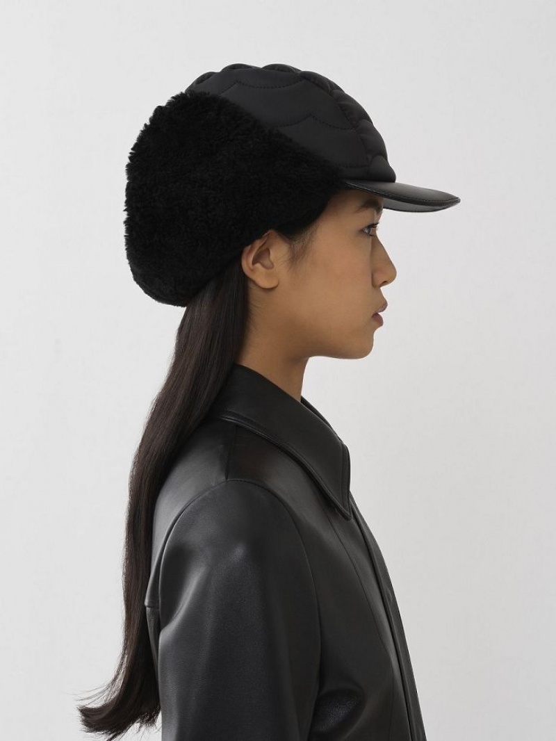 Black Chloe Padded Chapka Hats | CHE-SR14482