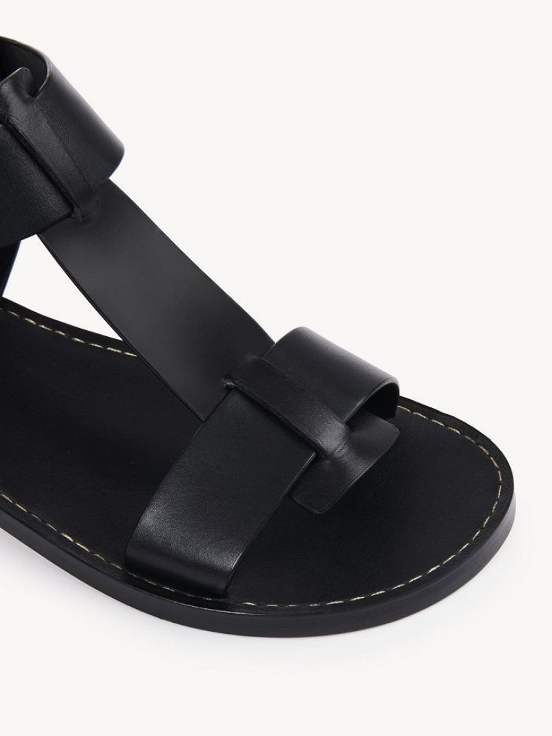 Black Chloe Rebecca Flat Sandals | CHE-SR14142