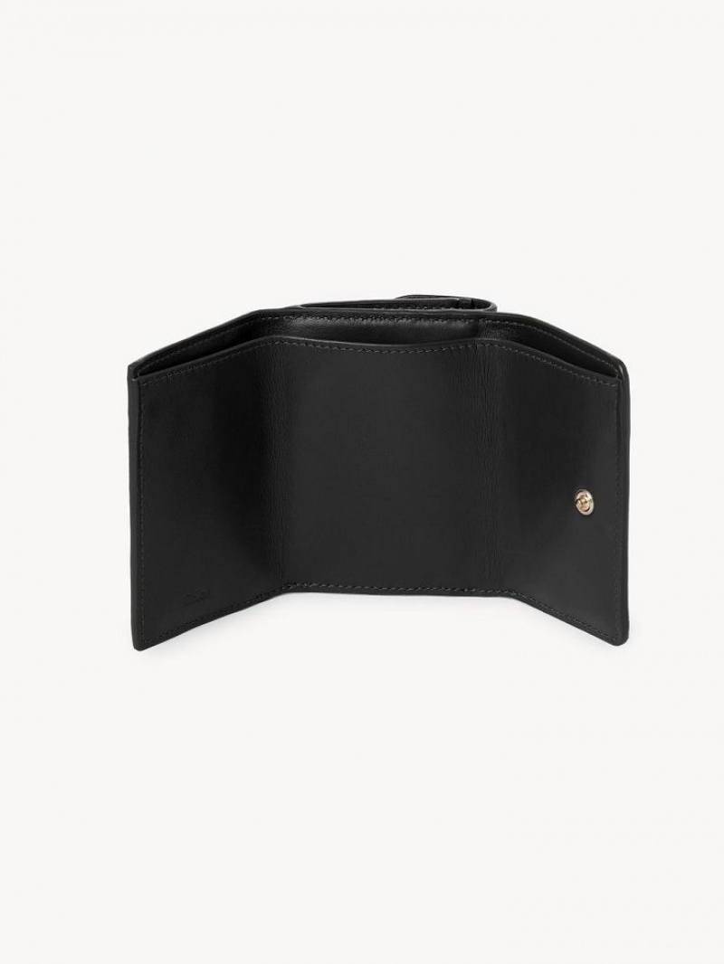 Black Chloe Sense Mini Tri-fold Compact Wallets | CHE-SR14277