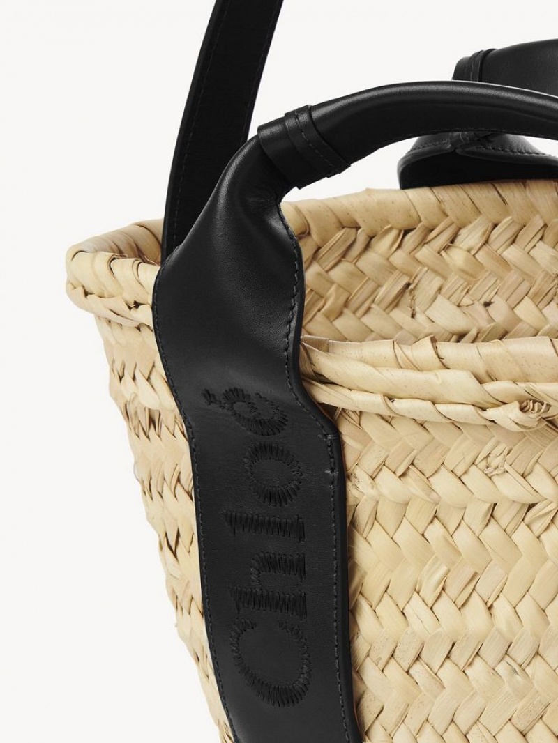 Black Chloe Sense Small Basket Tote Bags | CHE-SR13319