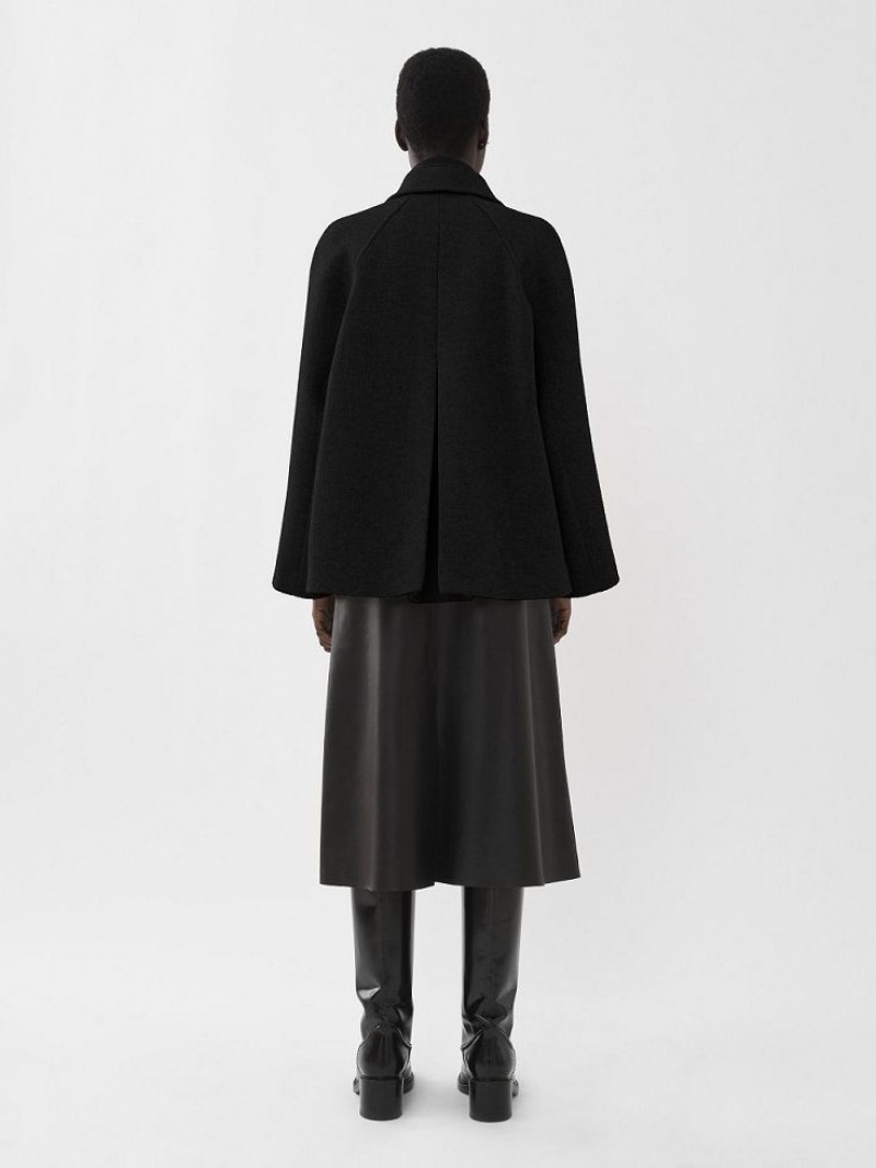 Black Chloe Short Cape Coats | CHE-SR13808