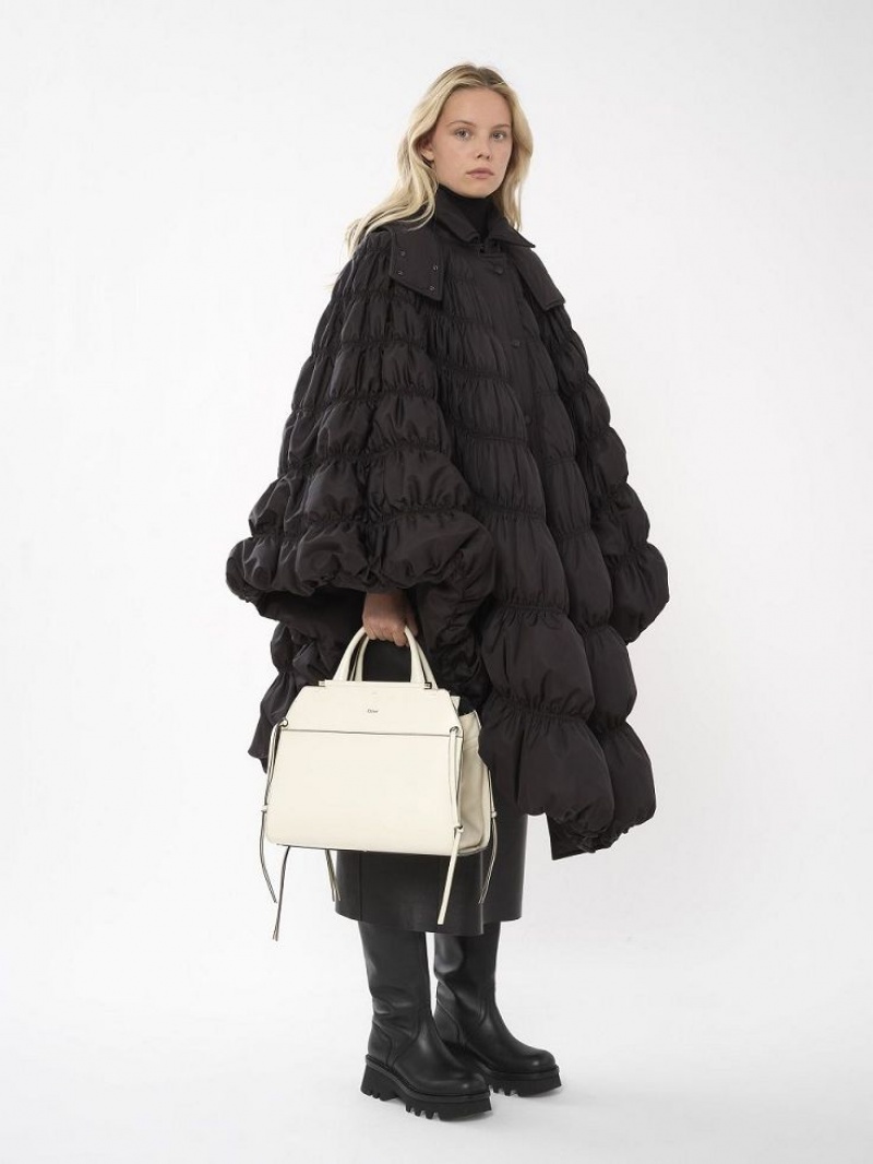 Black Chloe Short Puffer Cape Coats | CHE-SR13814