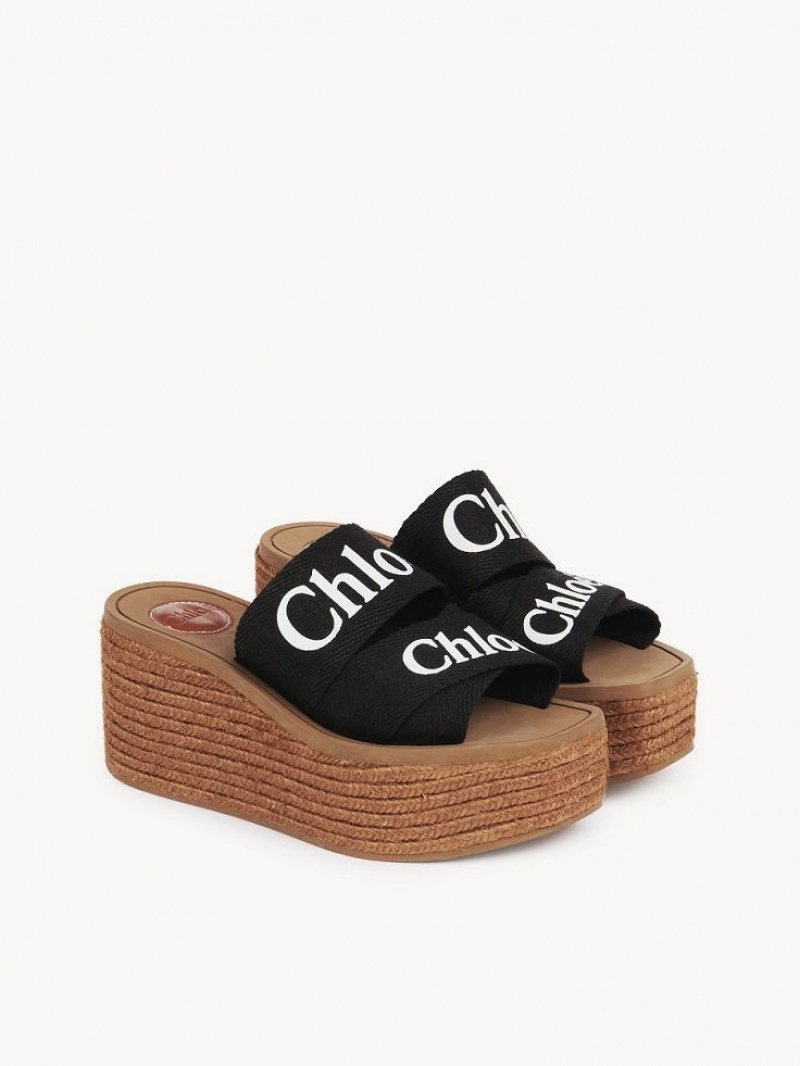 Black Chloe Woody Espadrille | CHE-SR14163