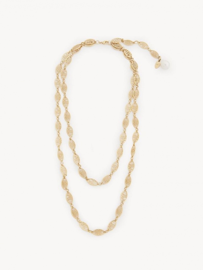 Bright Gold Chloe Darcey Lace Necklaces | CHE-SR14444