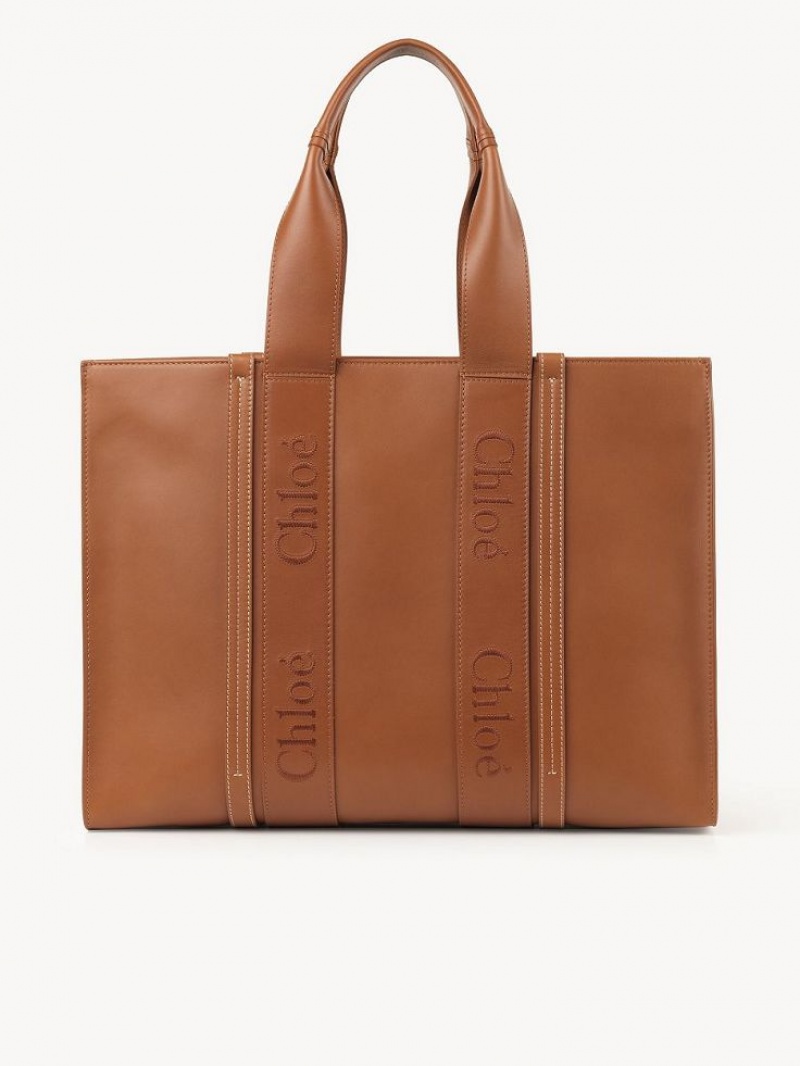 Caramel Chloe Large Woody Tote Bags | CHE-SR13348