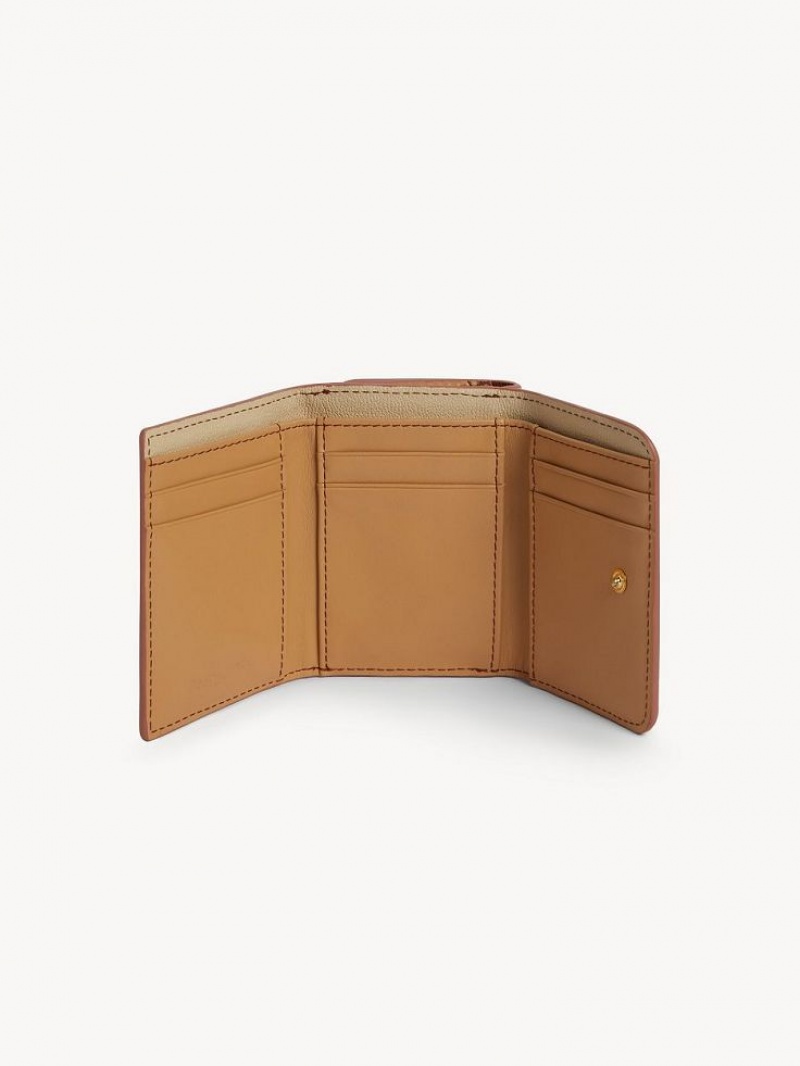 Caramel Chloe Layers Medium Tri-fold Compact Wallets | CHE-SR14896