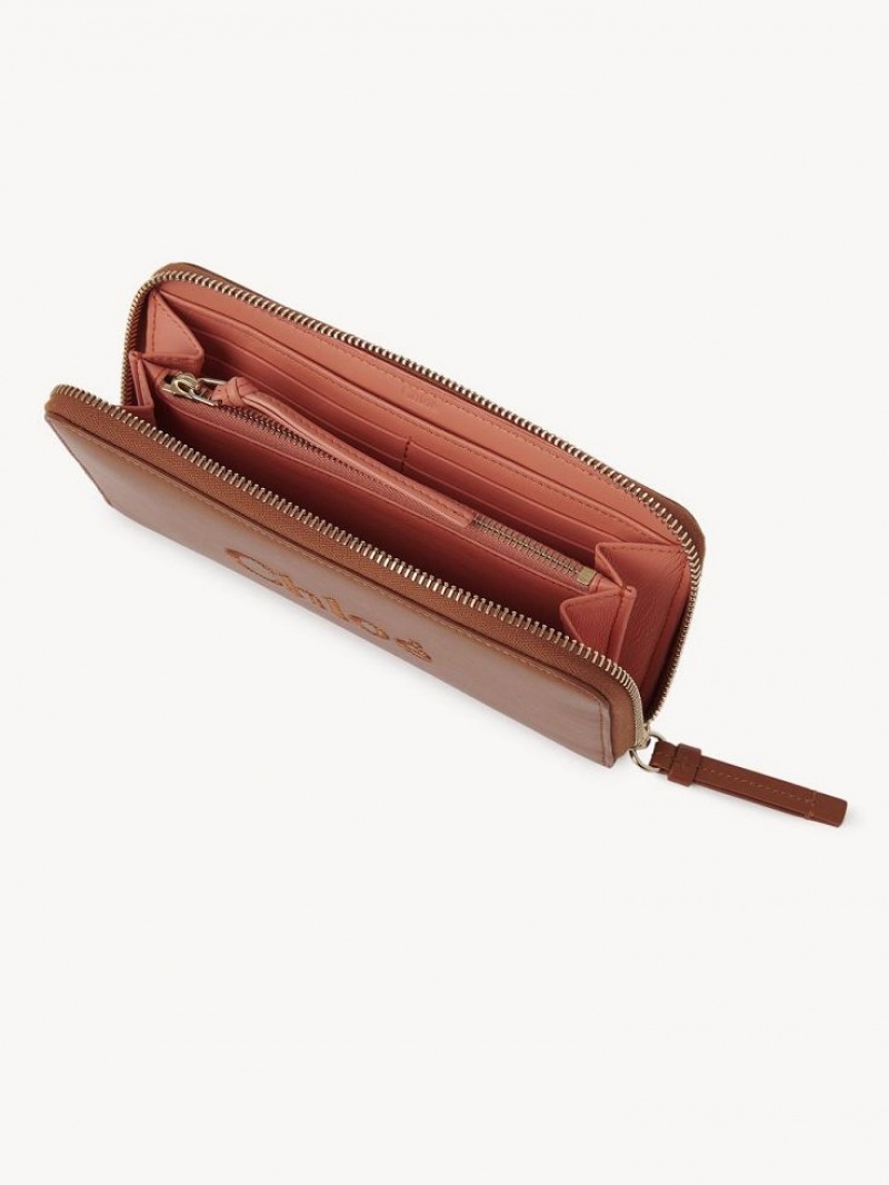 Caramel Chloe Sense Zippered Long Wallets | CHE-SR14299