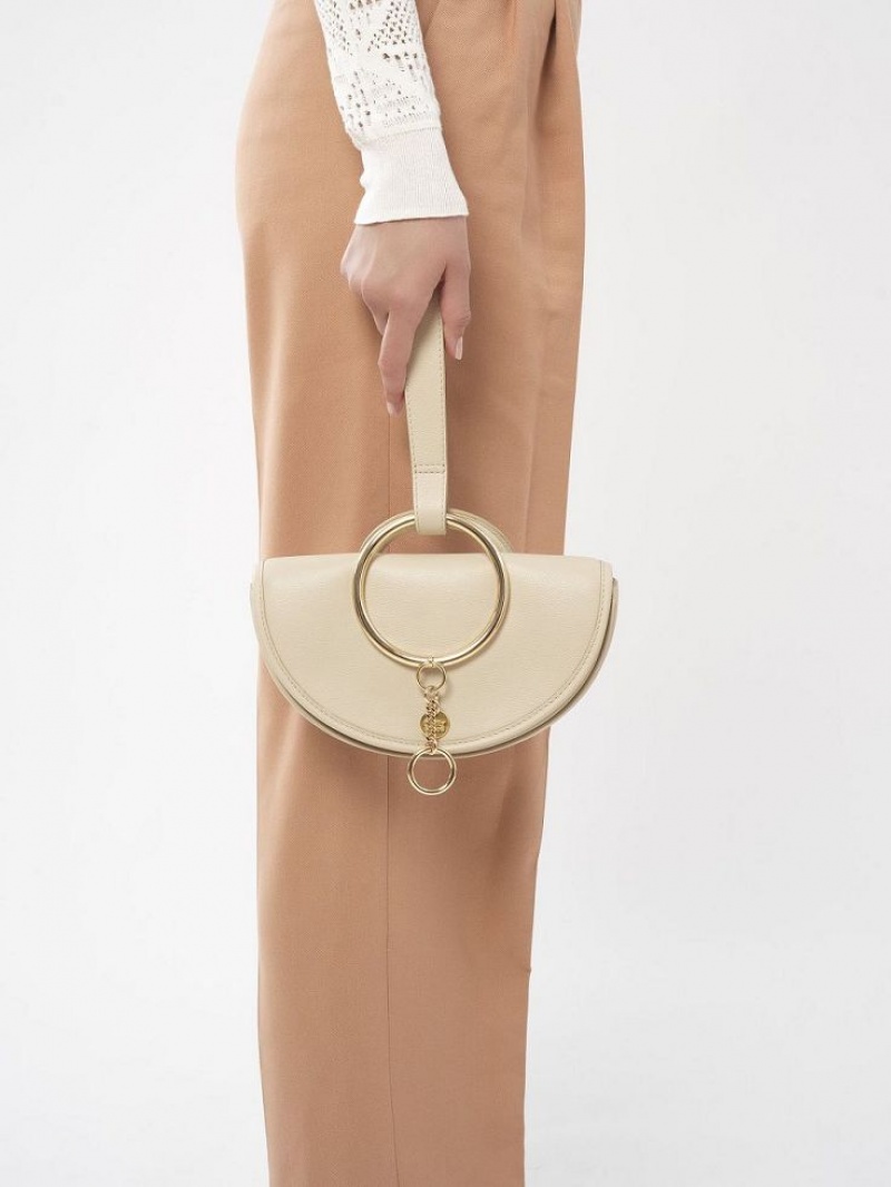 Cement Beige Chloe Mara Half Moon Mini Bags | CHE-SR14755