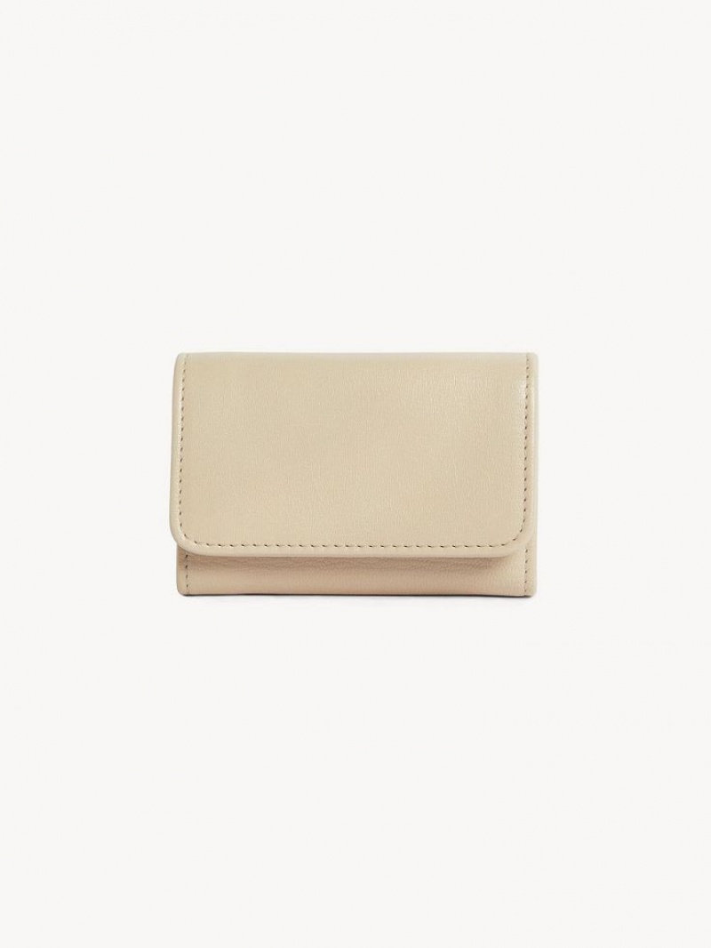 Cement Beige Chloe Saddie Medium Tri-fold Compact Wallets | CHE-SR14903