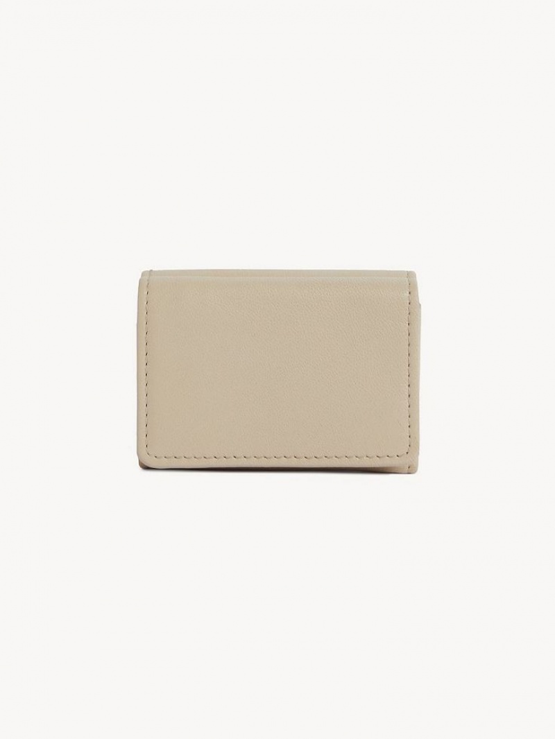 Cement Beige Chloe Saddie Mini Tri-fold Compact Wallets | CHE-SR14902