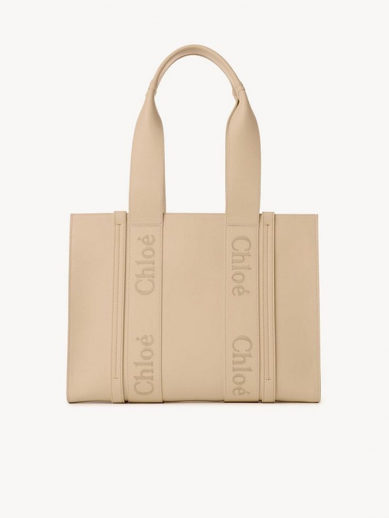 Cement Pink Chloe Medium Woody Tote Bags | CHE-SR13355