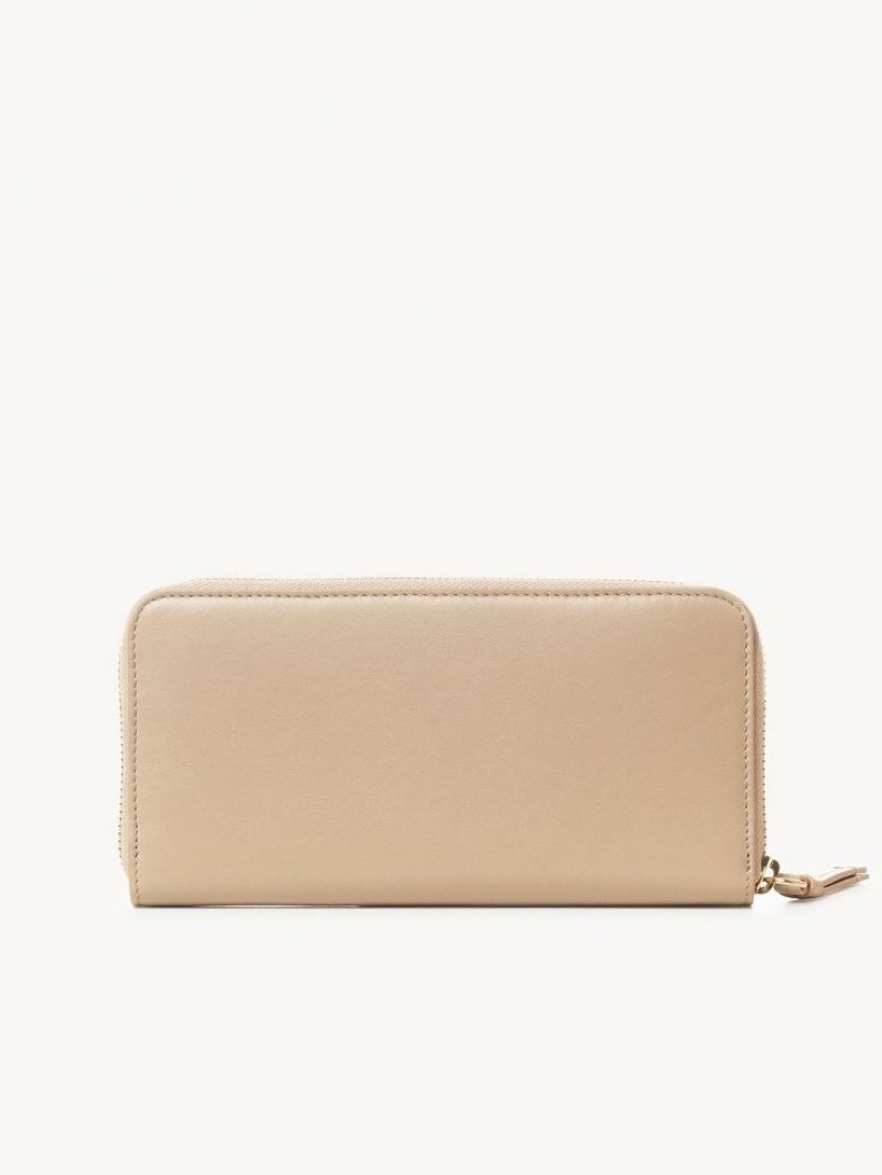 Cement Pink Chloe Sense Zippered Long Wallets | CHE-SR14298