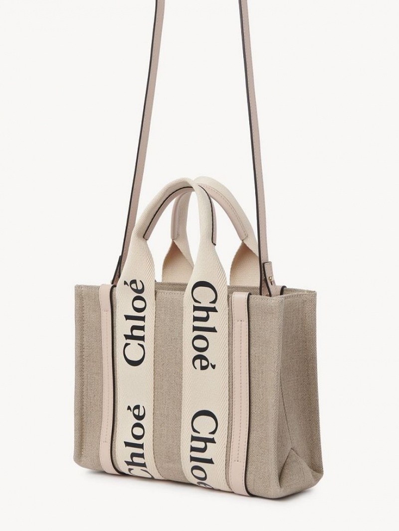 Cement Pink Chloe Small Woody Tote Bags | CHE-SR13392