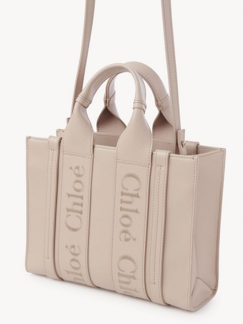 Cement Pink Chloe Small Woody Tote Bags | CHE-SR13374