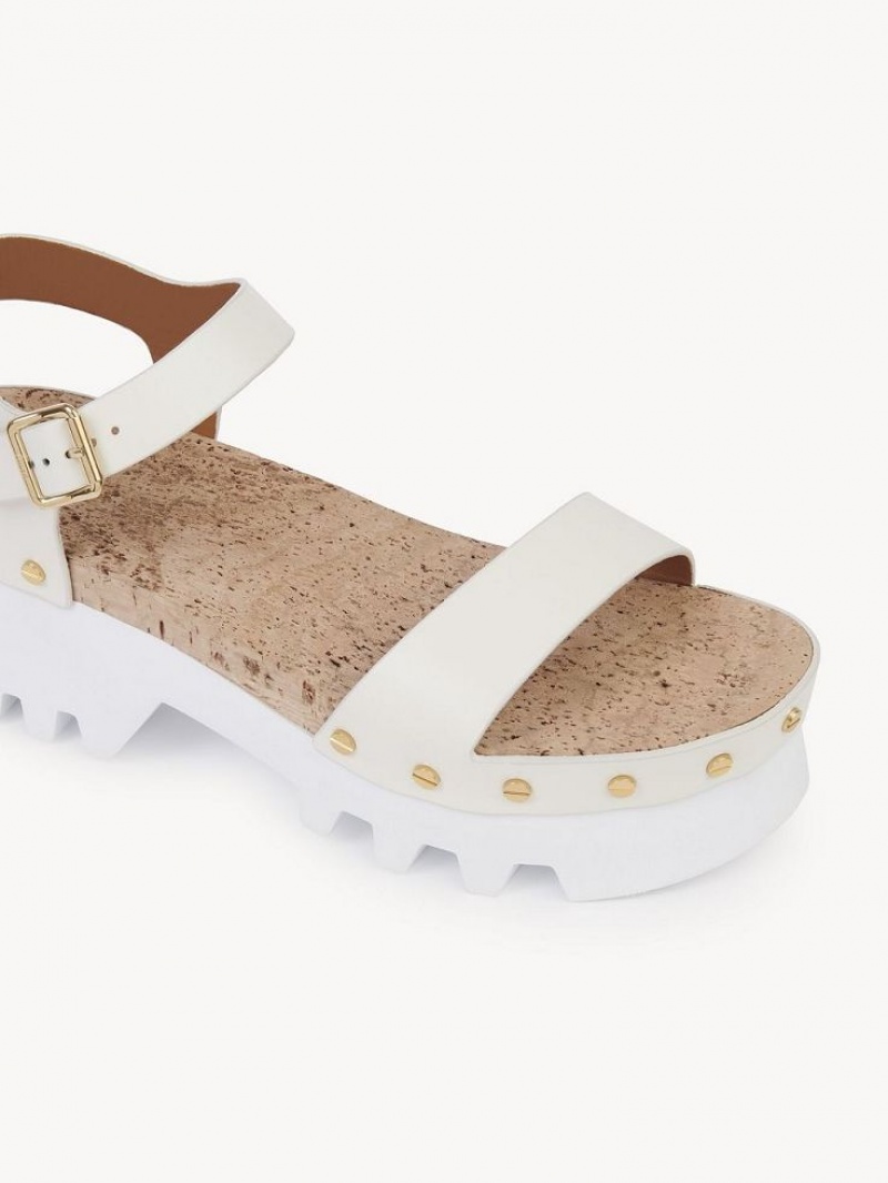 Cloudy White Chloe Owena Platform Sandals | CHE-SR14162