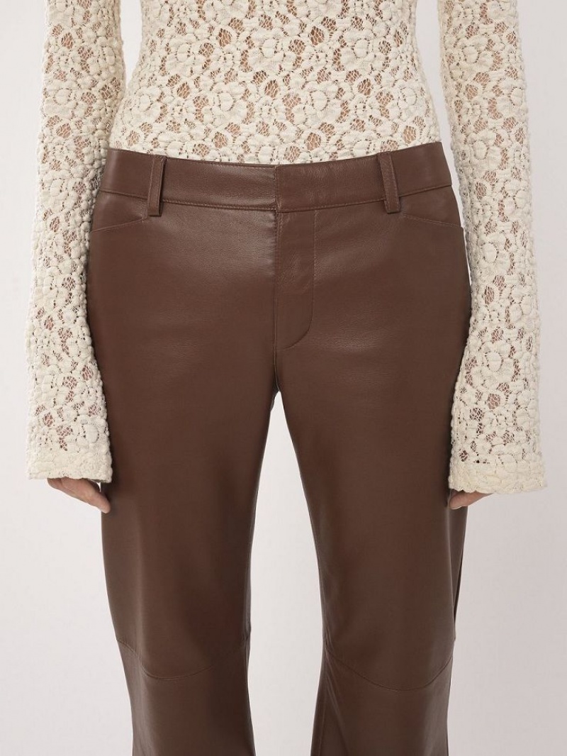 DARK CHESNUT Chloe Low-waist Flare Pants Leather | CHE-SR14118