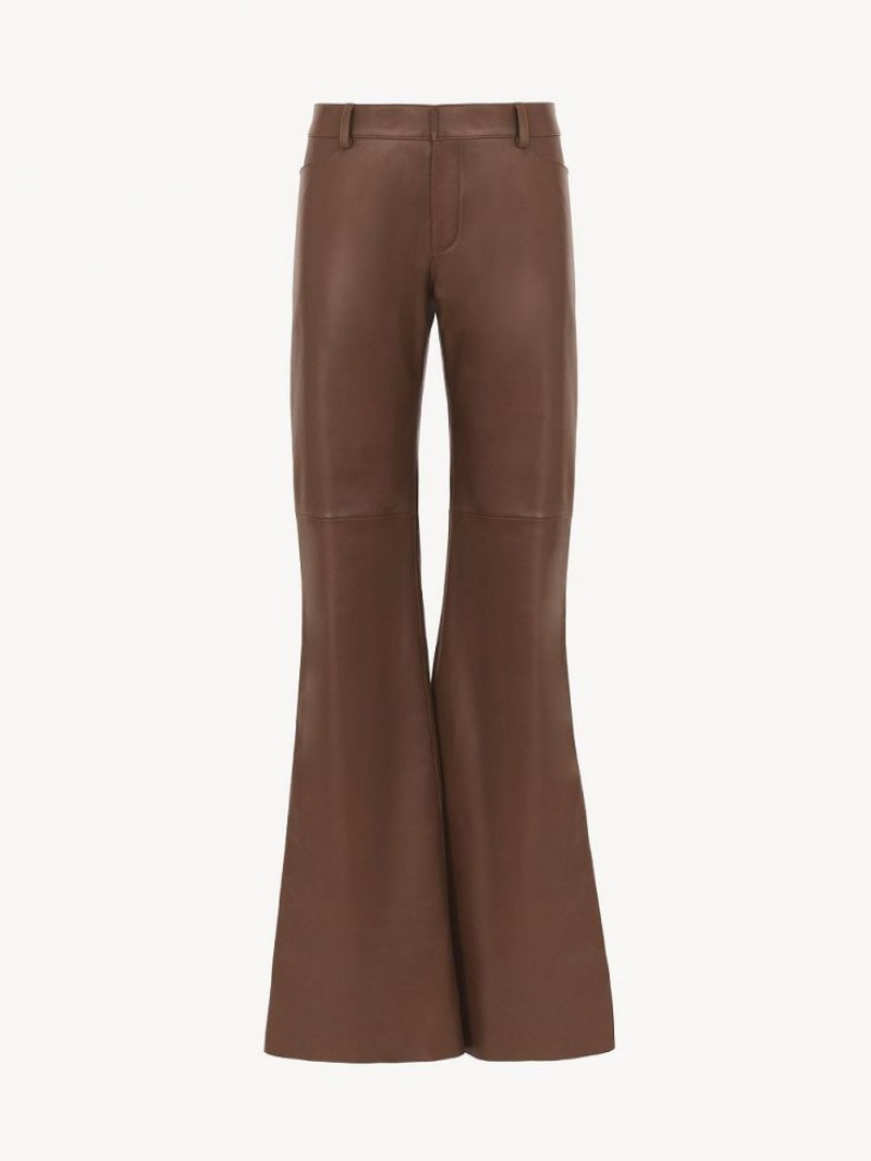 DARK CHESNUT Chloe Low-waist Flare Pants Leather | CHE-SR14118