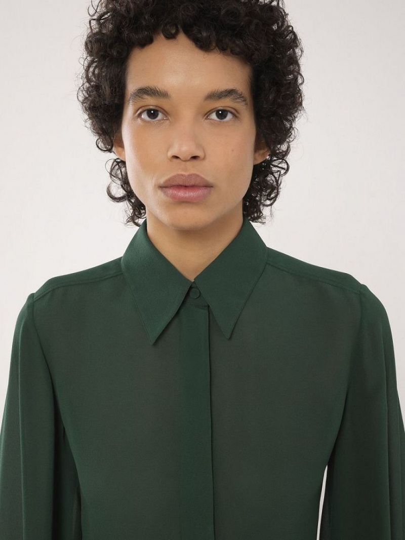 DARK PINE Chloe Gathered-sleeve Blouses | CHE-SR13913