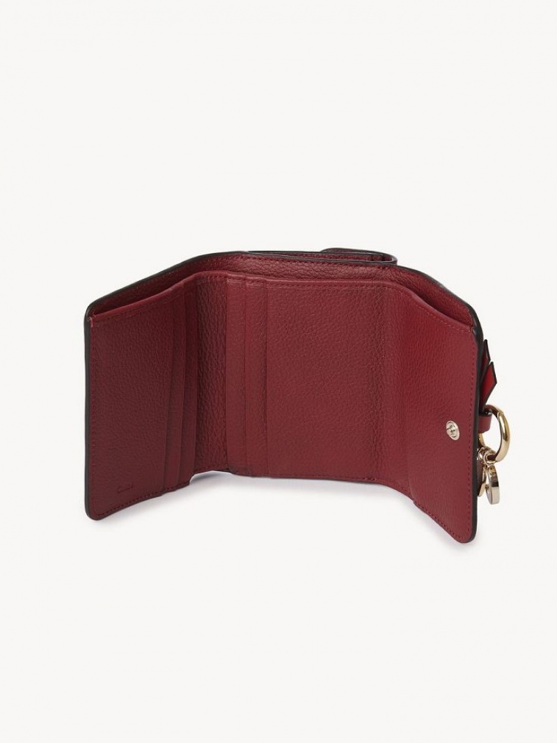 Deep Claret Chloe Alphabet Small Tri-fold Compact Wallets | CHE-SR14289