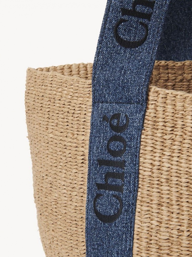 Denim Chloe Large Woody Basket Tote Bags | CHE-SR13331