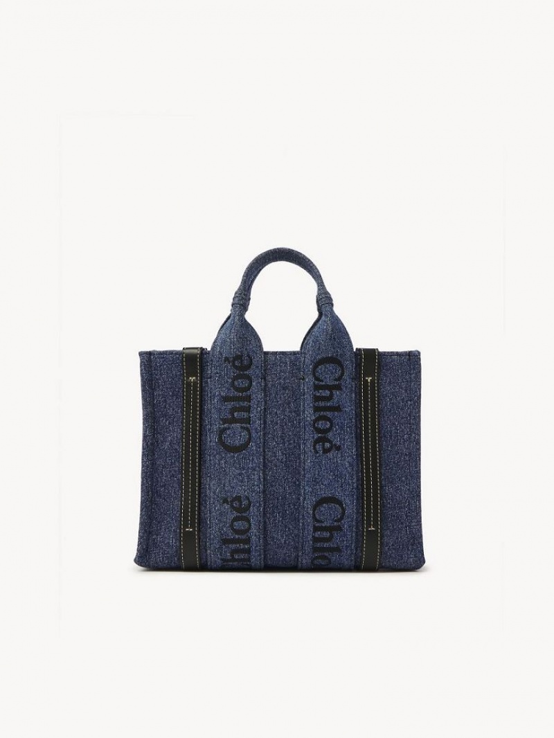 Denim Chloe Small Woody Tote Bags | CHE-SR13315