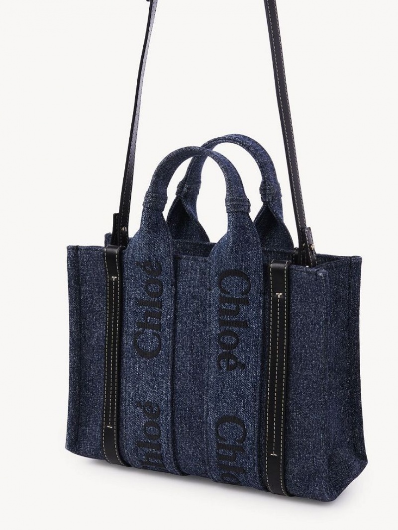 Denim Chloe Small Woody Tote Bags | CHE-SR13315