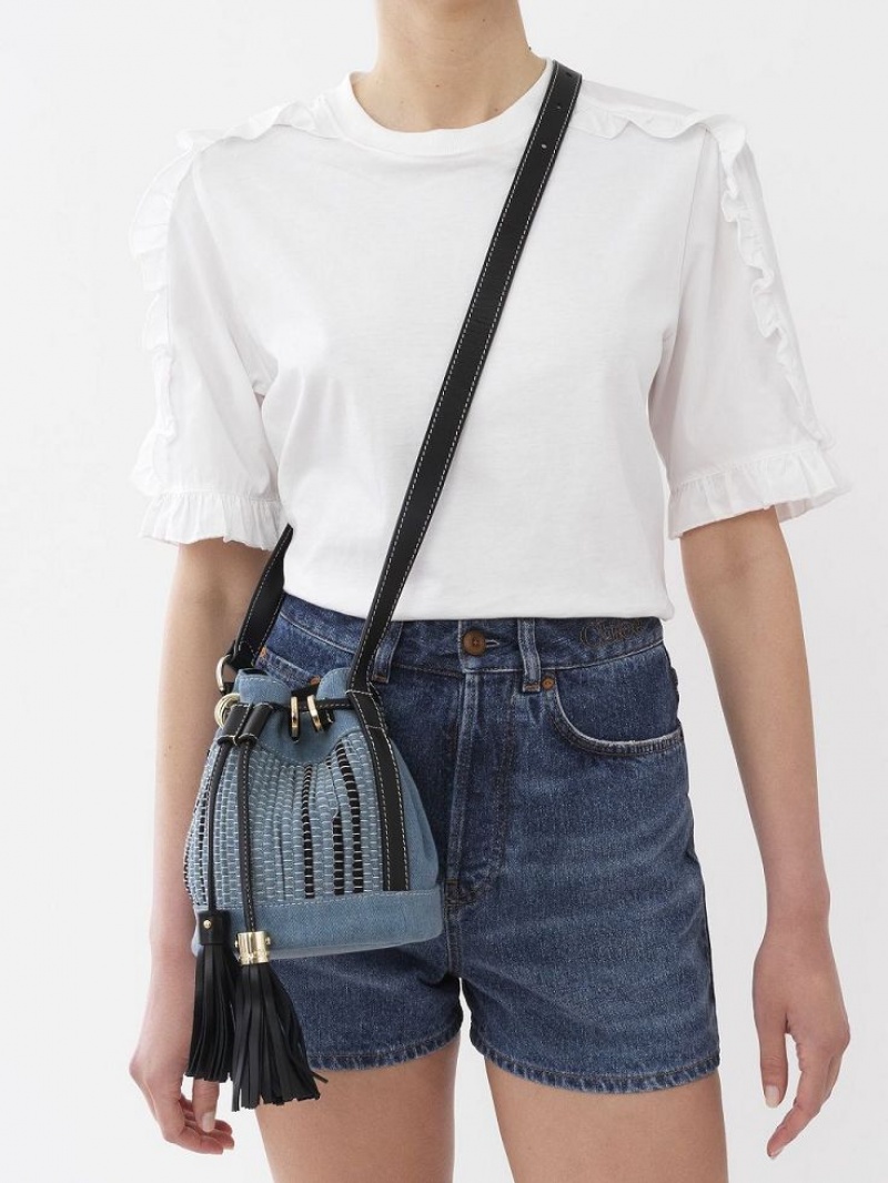 Denim Chloe Vicki Small Bucket Mini Bags | CHE-SR14748