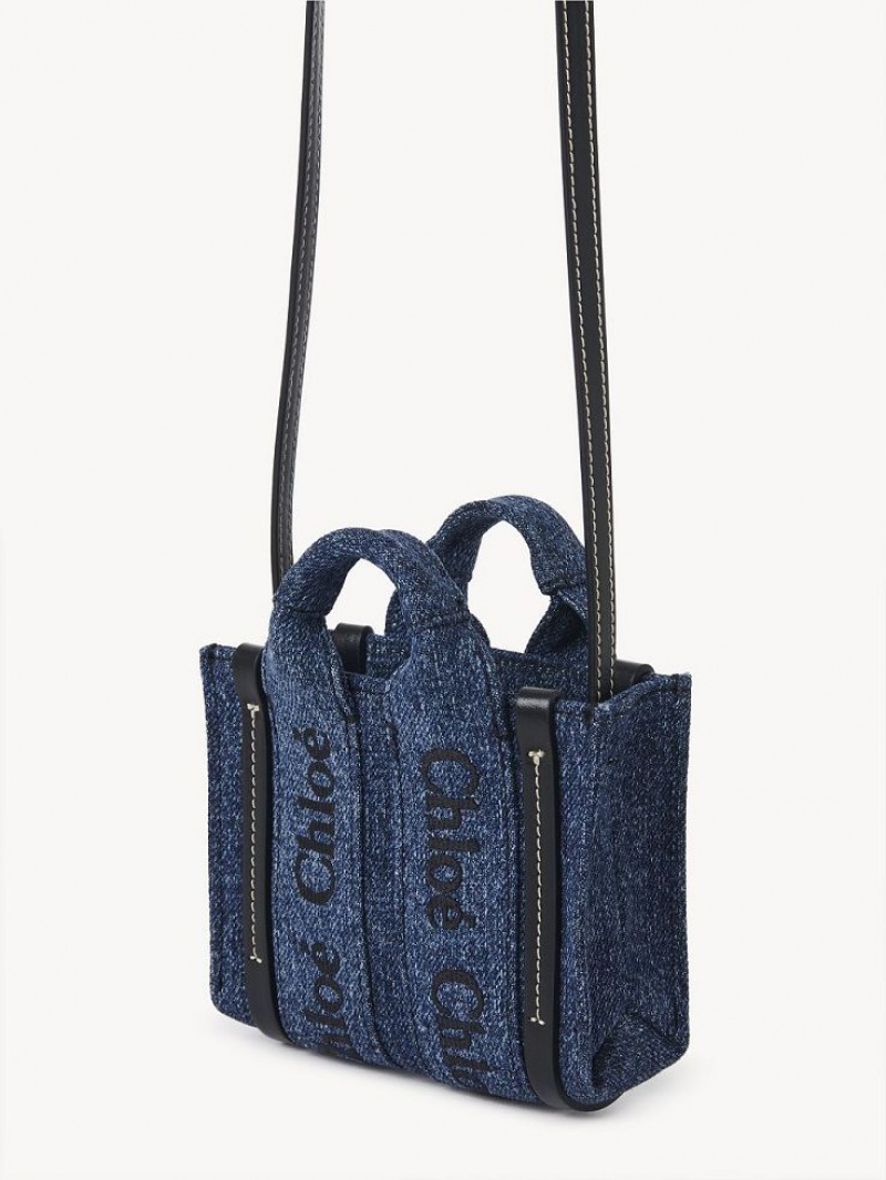 Denim Chloe Woody Nano Tote Mini Bags | CHE-SR13676