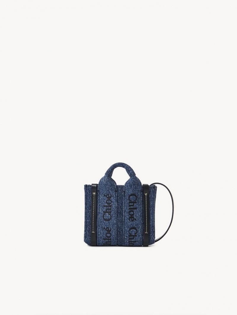 Denim Chloe Woody Nano Tote Mini Bags | CHE-SR13676