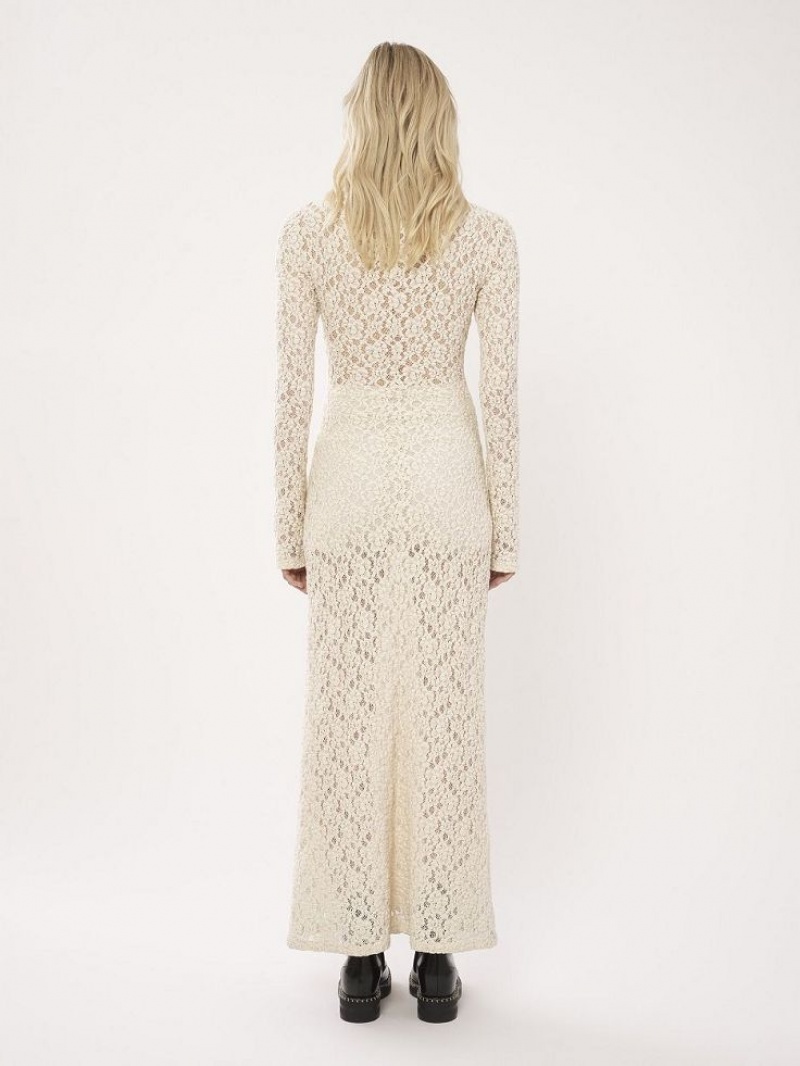 Dusty White Chloe Fitted Maxi Dresses | CHE-SR13863