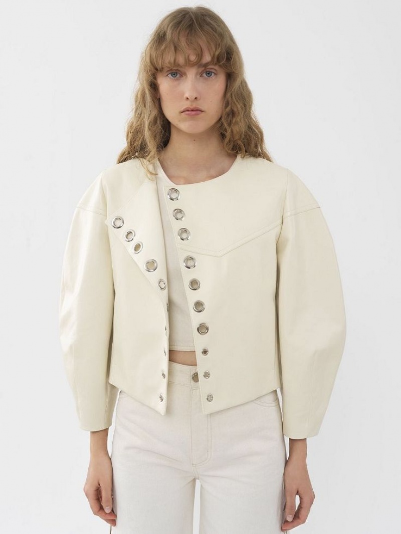 Eden White Chloe Boxy Jacket Leather | CHE-SR14104