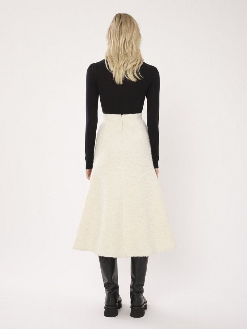 Eden White Chloe Flared Midi Skirts | CHE-SR14096