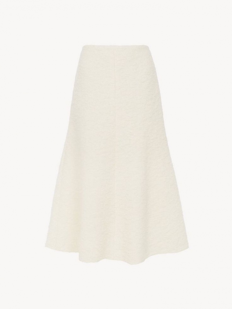 Eden White Chloe Flared Midi Skirts | CHE-SR14096