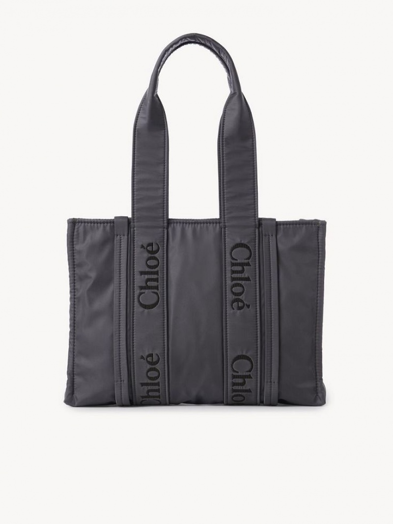 Elephant Grey Chloe Medium Woody Tote Bags | CHE-SR13350